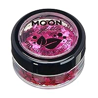 Biodegradable Eco Chunky Glitter by Moon Glitter - 100% Cosmetic Bio Glitter for Face, Body, Nails, Hair and Lips - 3g - Pink