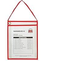 C-Line Shop Ticket Holders with Hanging Straps, Stitched, Red, Both Sides Clear, 9
