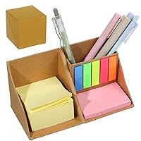 RAYNAG 495 Sheets Sticky Notes Set with Pen Holder Deformable Post It Notes Box Cute Memo Cube Self-Sticky Notes Funny Sticky Note Pads for Book Office Students Teachers and Business Gifts, Brown