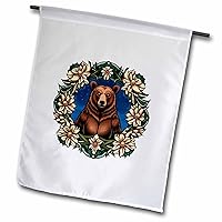 3dRose A Brown Bear Surrounded By Bitterroot Montana State Tattoo Art - Flags (fl-384063-1)