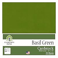 Clear Path Paper - Basil Green Cardstock - 12 x 12 inch - 65Lb Cover - 25 Sheets