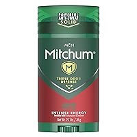 Mitchum Men's Deodorant, Antiperspirant Stick, Triple Odor Defense Invisible Solid, 48 Hr Protection, Dermatologist Tested, Intense Energy, 2.7 Oz (Pack of 1)