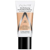 Skin Perfecting Healthy Biome Foundation Makeup with Prebiotic Complex SPF 25, Hypoallergenic, -Fragrance Free, 120 Beige, 1 fl. oz.