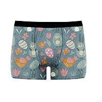 Mens Easter Novelty Boxer Briefs Breathable Underwear Fly Front Pouch Colorful Egg Print Boxershorts Undershorts