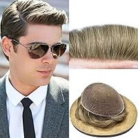 Mens Toupee Full French Lace Human Hair System For Men Natural Hairline Toupee For Men Breathable Hair Pieces Bleached Knots (7