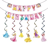 Princesses Birthday Decorations Princesses Birthday Banner Hanging Swirls Princesses Girls Birthday Party Supplies