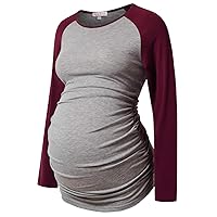 Maternity Shirt Long Sleeve Basic Top Ruch Sides Bodycon Tshirt for Pregnant Women