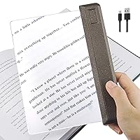 Rechargeable Full Page Magnifier, Ultra Bright 12 LEDs Handheld Magnifying Glass with Cool/Warm White Light, Adjustable Brightness Illunimated Magnifier for Eye-Care, Reading Small Prints