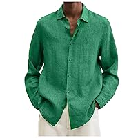 Workout Shirts for Men Designer Spring Summer Men's Casual Cotton Linen Solid Color Long Sleeve Shirts Loose Shirts