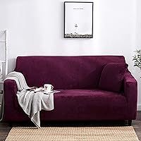 Plush Thick Sofa Covers,1 2 3 4 Seater Solid Color Sofa Protector,Crystal Velvet Anti-Slip Universal Stretch Couch Slipcover-D 1 Seater 90-140cm(35-55inch)