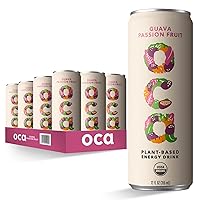 OCA - Plant Based Energy Drink - Natural Low Sugar - Organic Energy Drink & Vegan - Guava Passion Fruit - 60 cal. can - 12 Pack
