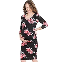 LaClef Women's Ruched Bodycon Basic Maternity Dress