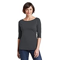 District Made Ladies Perfect Weight 3/4-Sleeve Tee. DM107L Charcoal