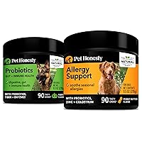 PetHonesty Digestive Probiotics for Dogs + Allergy Support Soft Chew Supplement Bundle - Probiotics, Digestive Enzymes, Salmon Oil and Omega 3 Fish Oil, Itch Relief for Dogs, Coat and Skin Health