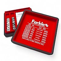 Luck Lab Farkle Dice Tray and Storage Case - Includes Embedded Scoring Combinations, 2 Sets of 6 Pearl Dice, 40 Sheet Score Pad and Pen Holder for The Classic Family Game (Red)
