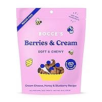 Bocce's Bakery 'Berries & Cream Treats for Dogs, Wheat-Free Everyday Dog Treats, Made with Real Ingredients, Baked in The USA, All-Natural Soft & Chewy Cookies, Cream Cheese & Blueberry, 6 oz
