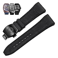 RAYESS 28mm Nylon Genuine Leather Silicone Watch band Black Blue Folding Buckle Watch Strap For Franck Muller V45 Series Watchbands