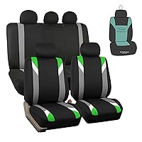 FH Group FB033115 Premium Modernistic Seat Covers Airbag & Split Ready, Green/Black with Gift - Fit Most Car, Truck, SUV, or Van