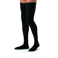 JOBST 115414 forMen Ribbed Dress Compression Stocking, Thigh High, 30-40mmHg, Closed Toe, Large, Black