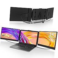 Laptop Screen Extender, 14'' FHD IPS Ultra-Thin Dual/Triple Portable Monitor Display, HDMI/USB-A/Type-C Plug-Play Extra Monitor for Windows, Chrome, Mac and Switch, Built-in Speakers