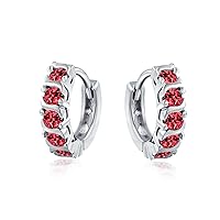 Round Solitaire Cubic Zirconia AAA CZ S-Style Wave Kpop Huggie Hoop Earrings For Women .925 Sterling Silver More Colors