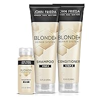 John Frieda Blonde+ Hair Repair Shampoo, 8.3Oz + John Frieda Blonde+ Hair Repair System Conditioner, 8.3Oz + John Frieda Blonde+ Hair Repair Pre Shampoo Treatment, 3.3Oz