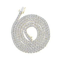 10kt Yellow Gold Mens Round Diamond 24-inch Link Chain Necklace 4-3/4 Cttw