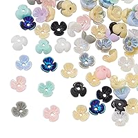 UR URLIFEHALL 100 Pcs Resin Flower Bead Caps Spacer Iridescent 3-Petal Flower Bead End Caps for DIY Earrings Necklace Jewelry Making Decoration