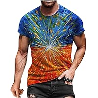 Men's Hipster Printed Casual Tee Shirts Vintage Colorful Design 3D Graphic T-Shirt Short Sleeve Crewneck Summer Tee Tops