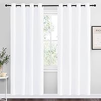NICETOWN White Room Darkening Draperies and Curtains - Home Fashion Energy Saving Grommet Top Room Darkening Drape Panels for Bedroom (Set of 2 Panels, 55 by 78 Inch, White)
