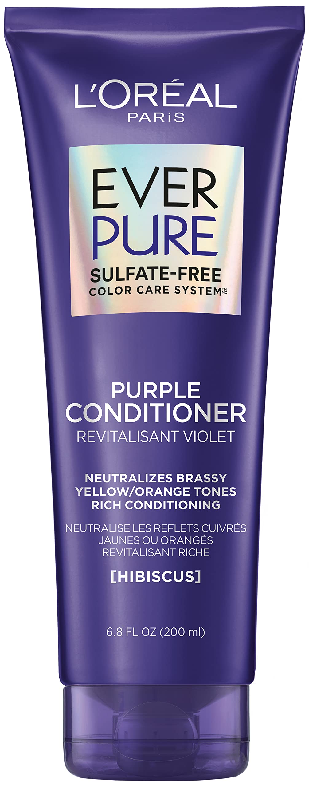 L'Oreal Paris Hair Care EverPure Sulfate Free Brass Toning Purple Conditioner for Blonde, Bleached, Silver, or Brown Highlighted Hair, 6.8 Fl. Oz.