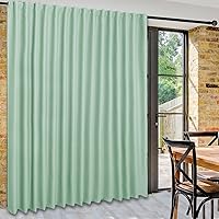 DWCN Privacy Room Divider Blackout Curtain - Patio Sliding Door Curtains, Extra Wide Thermal Curtains with Back Tab & Rod Pocket for Living Room and Bedroom Partition, 120 x 84 Inches, Bean Green