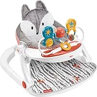 Fisher-Price Portable Baby Chair Premium Sit-Me-Up Floor Seat with Snack Tray and Toy Bar, Plush Seat Pad, Peek-a-Boo Fox (Amazon Exclusive)