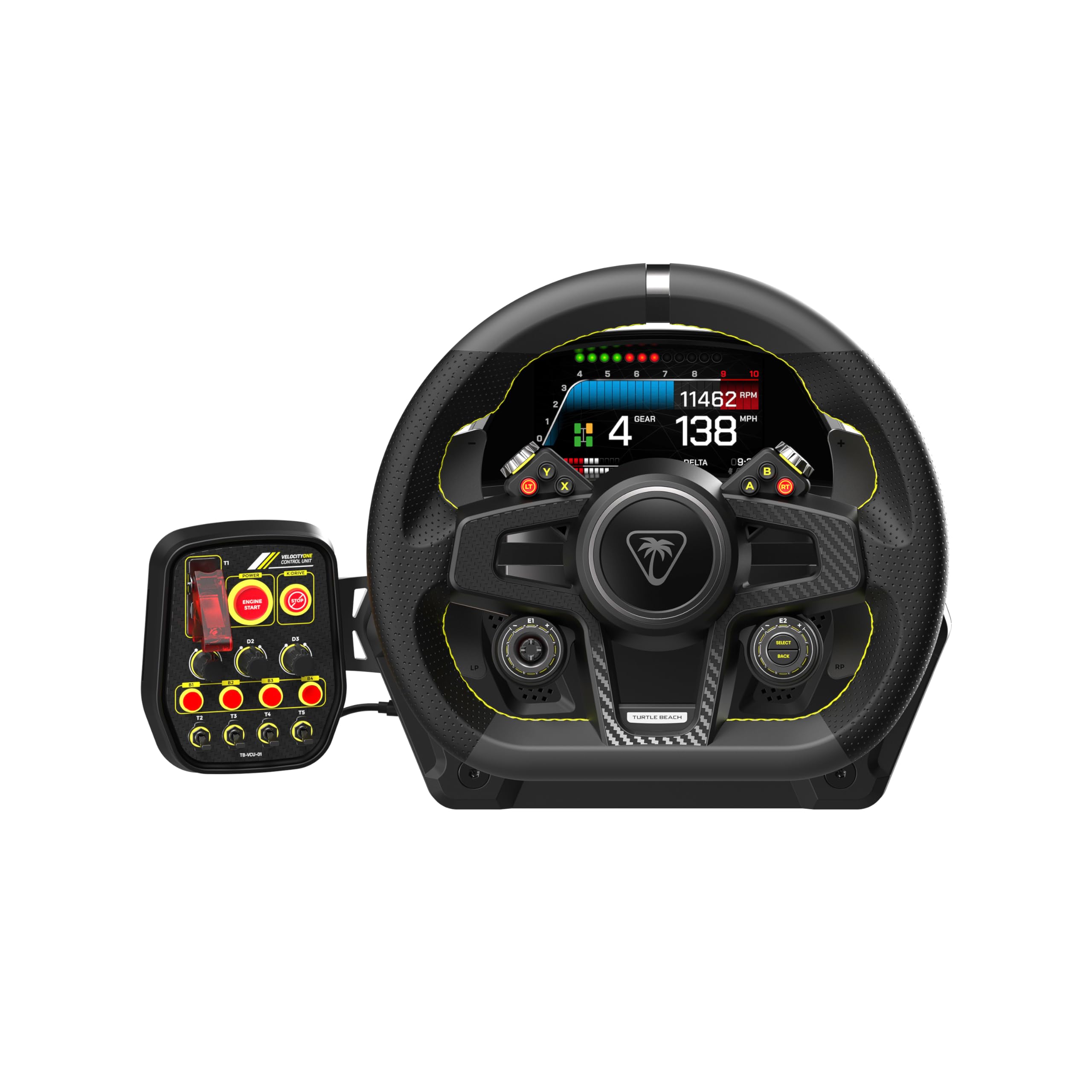 Turtle Beach VelocityOne Race Wheel & Pedal System Licensed for Xbox Series X|S, Xbox One, Windows 10 & 11 PCs – Force Feedback, Three Pedals & Magnetic Paddle Shifters, Hall Effect Sensors