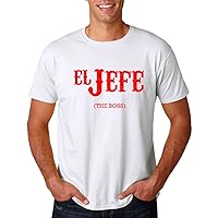AW Fashions El Jefe (The Boss) - Cinco De Mayo Tee - Funny Mexican Men's T-Shirt (Large, White)