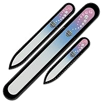 Mont Bleu Set of 3 Crystal Nail Files Hand Decorated with Crystals - Handmade - Czech Tempered Glass