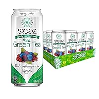 Organic Lightly Sweetened Iced Green Tea, Blueberry Pomegranate, 16 OZ (Pack of 12)