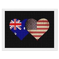 Australian and American Flag Diamond DIY Painting Kits for Adults Round Drill 5D Number Picture Home Wall Art