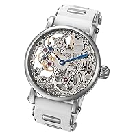 Mechanique Silver Tone Skeleton Watch White Silicone Band