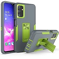 IVY 2in1 PC TPU Full Body Protective Case Cover for Samsung Galaxy A13 (5G) / A04s / A04 with Stand, Car Magnetic Suction, Screen&Camera Protection - Gray&Green
