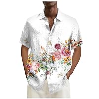 Men's Hawaii Shirt Short Sleeve Summer Holiday Stylish Vacation Beach Shirt Button Down Trendy Shirts for Mens