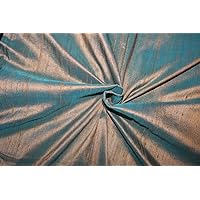 100% Pure Silk Dupioni Fabric Copper Blue 54