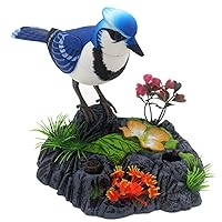 Tipmant Cute Electronic Birds Toys Pets Simulation Realistic Move Chirp Electric Office Home Desk Decor Decoration Kids Birthday Gifts (Blue & White)