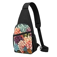 Sling Bag Crossbody for Women Fanny Pack Flowers as Background Chest Bag Daypack for Hiking Travel Waist Bag