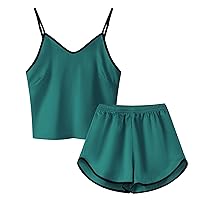 Schbbbta Girls & Women Silk Pajamas Set Satin Camisole Sleepwear 2 Piece Pjs, 3 Years - Women XXL