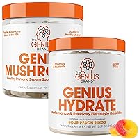 Genius Hydration & Brain Boost Bundle: Sour Peach Rings Electrolyte Powder & Mushroom Nootropic Supplement