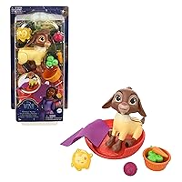 Disney Wish Set with Valentino & Star Figures & 6 Accessories Like Pet Bed & Blanket, Goat Figure Bends Back Legs
