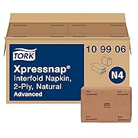 Tork Xpressnap Natural Dispenser Napkin N4, 2-ply, 1/2 Fold, One-at-a-Time Dispensing, 12 x 500, 8.5