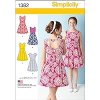 Simplicity Creative Patterns 1382 Girls' and Girls' Plus Dress with Back Variations, AA (8-10-12-14-16)