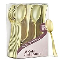 Gold Small Spoons - 48 Pack - 4 Inch Gold Mini Spoons - Heavy duty Mini Spoons For Dessert, Ice Cream, Tastings, Cocktails, BPA Free Dessert Spoons